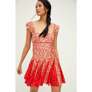 Free People Red Floral Mini Dress